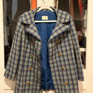 Plaid Double-Breasted Vintage Women's Coat